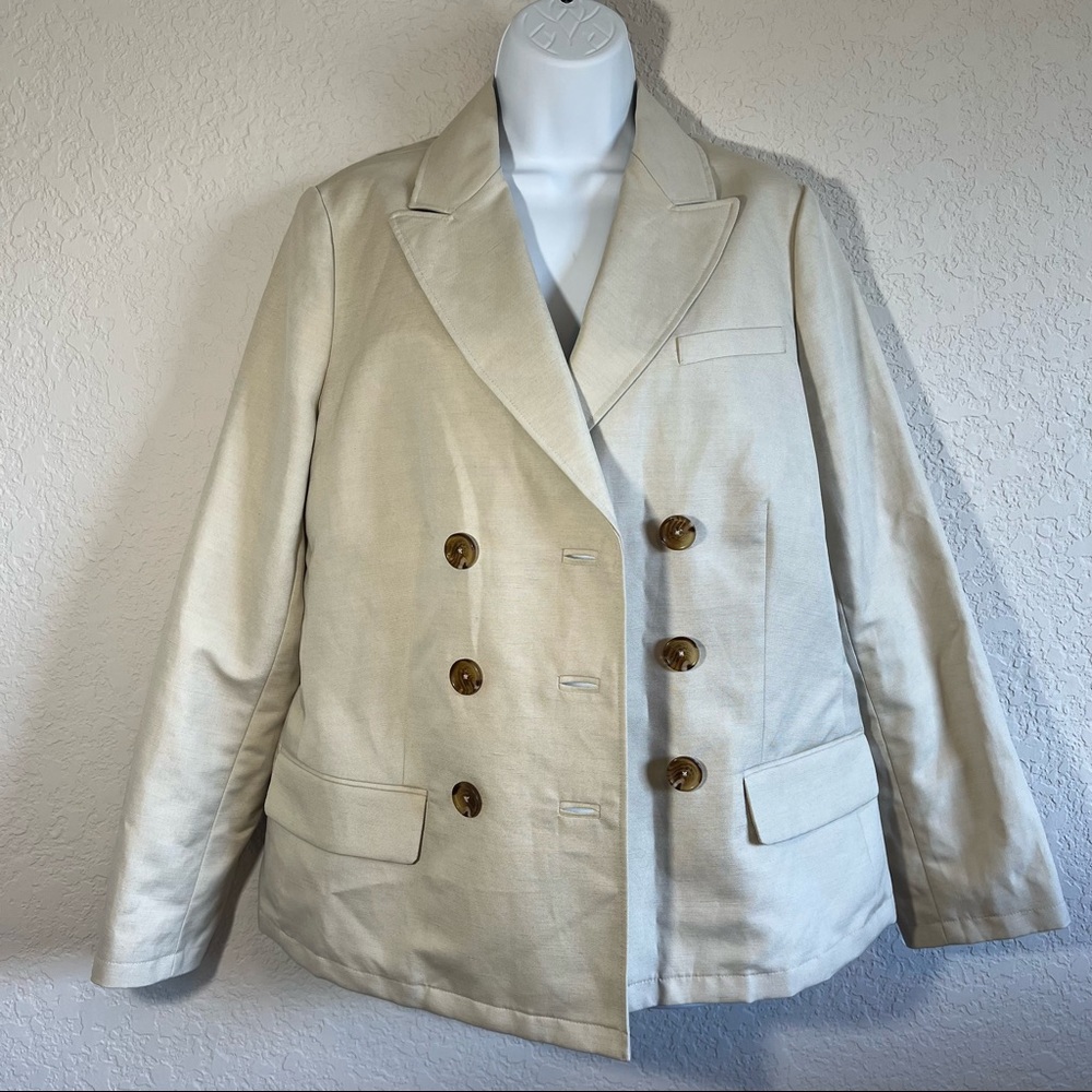 Brooks Brothers Linen Blend Khaki Double Breasted Jacket - Picture 3 of 11